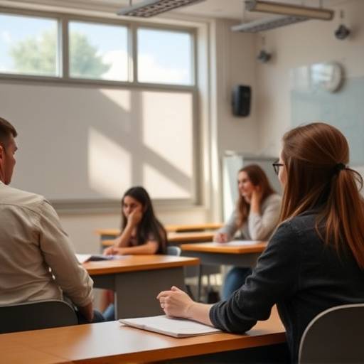 Alunos aprendendo os fundamentos da atuaäão em sala de aula.